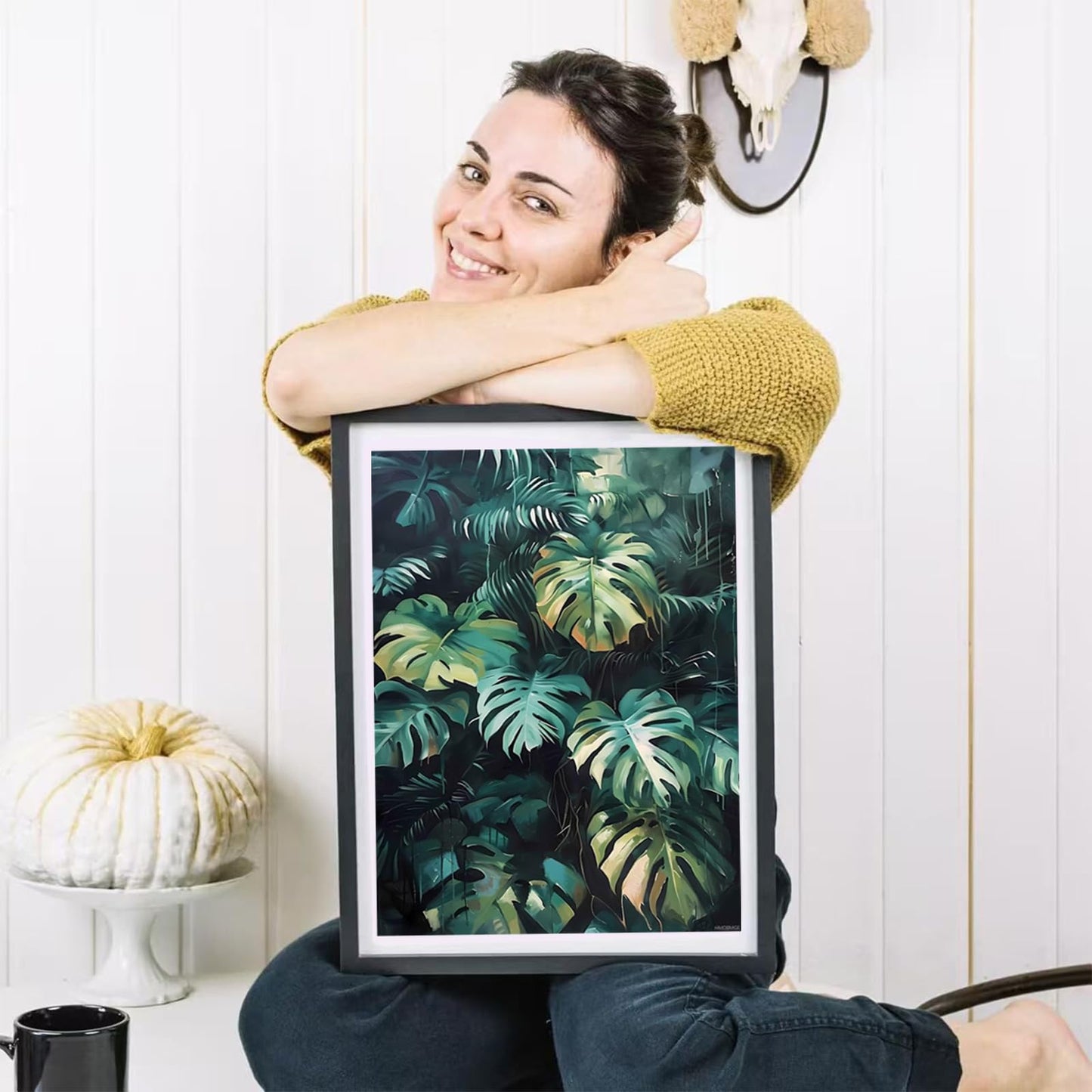 HMDIIMGE 5D Beautiful Turtleback Bamboo Painting Diamond Painting Kits for Adults Beginner, DIY Monstera Diamond Art for Home Wall Decor Gifts Full Drill Round Gem Art 12x16 inch