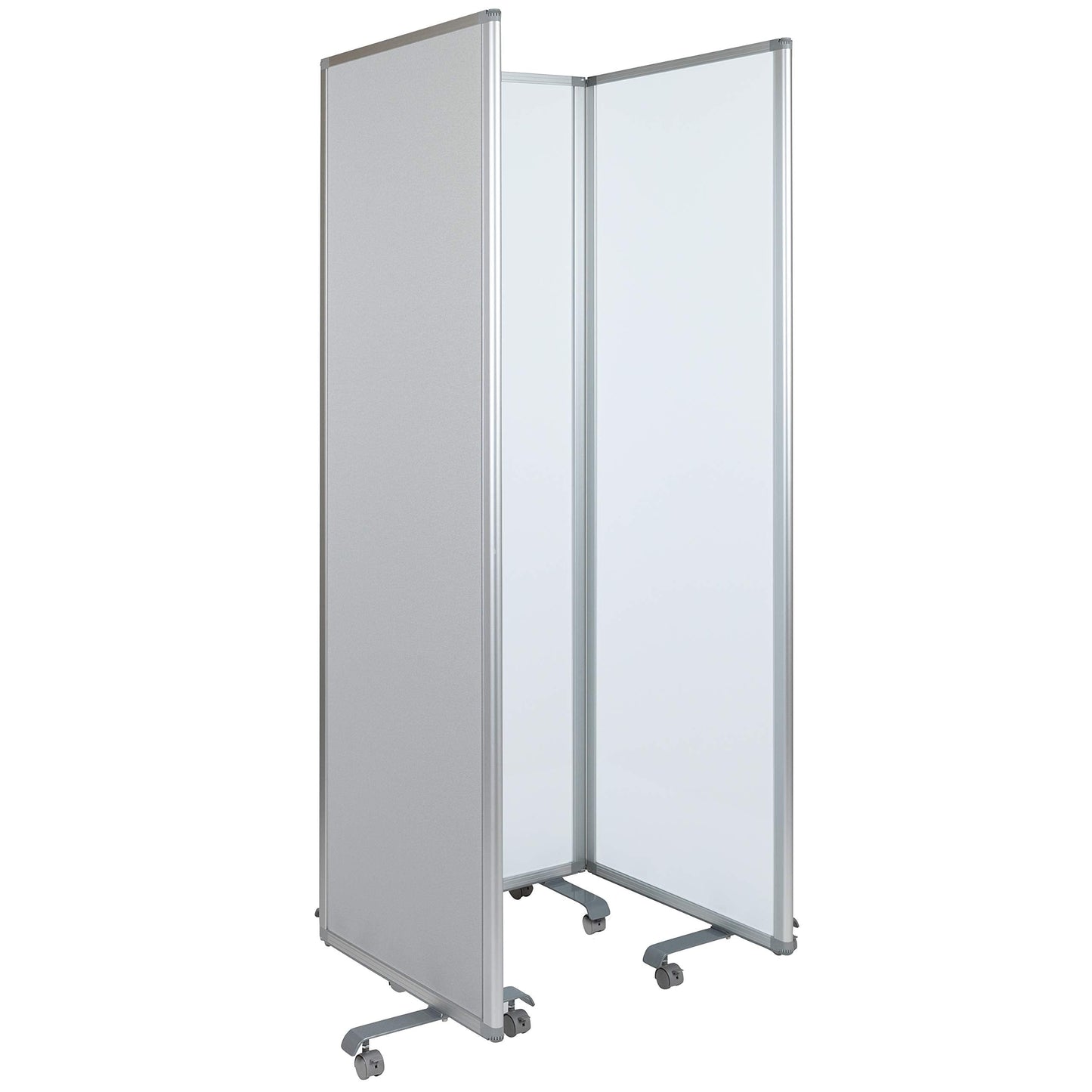 Flash Furniture Raisley 3-Section Mobile Magnetic Whiteboard and Cloth Partition, Rolling Dry Erase Board Room Divider, 72"H x 24"W
