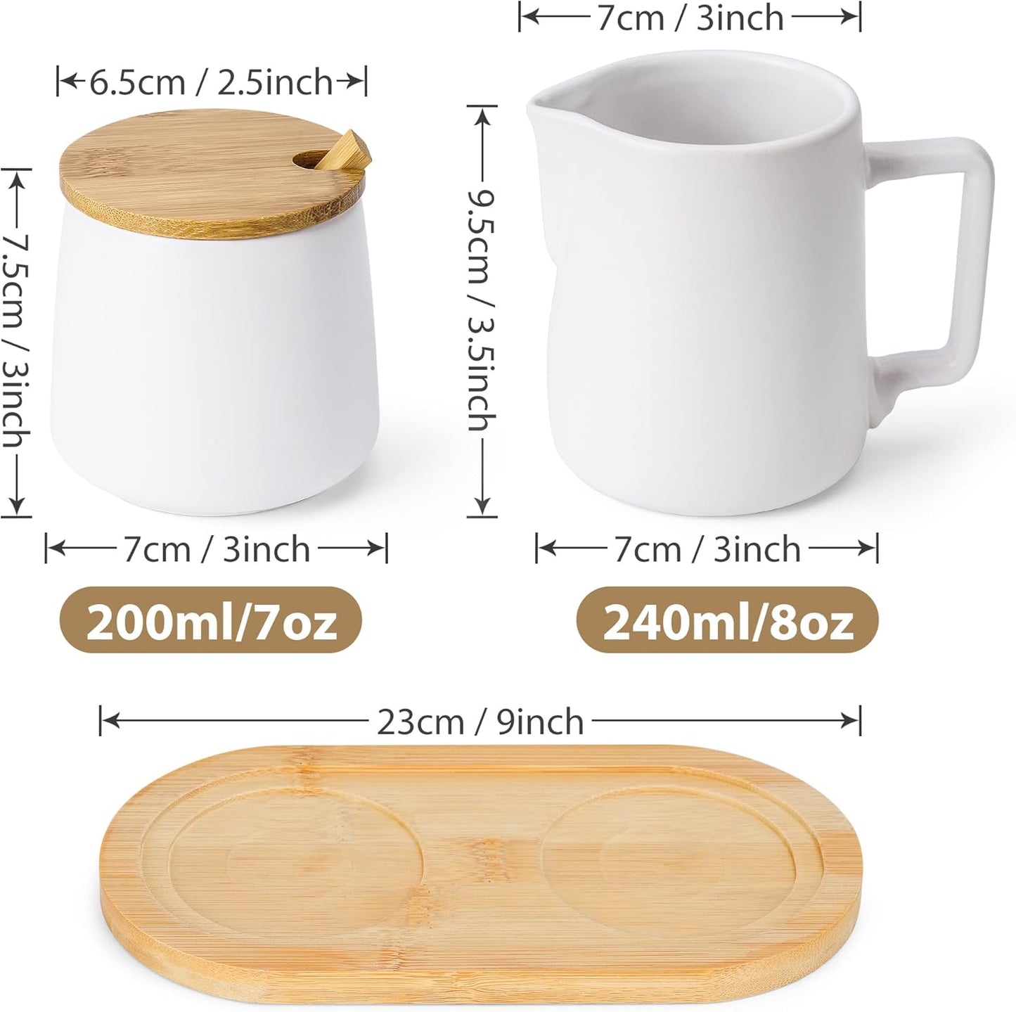 Set MIAMIO - Sugar and Cream Serving with Lid and Spoon/Ceramic Coffee Bar Accessories - Microwave & Dishwasher Safe