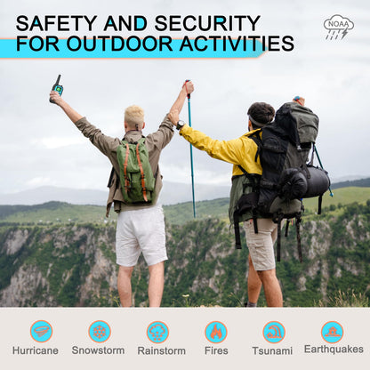Walkie Talkies Long Range for Adult, MT10 Rechargeable Walkie Talkies FRS Two Way Radio, NOAA, 1200mAh Li-ion Battery USB-C Cable, LED Flashlight, VOX Walkie Talkie for Hiking Camping 2Pack