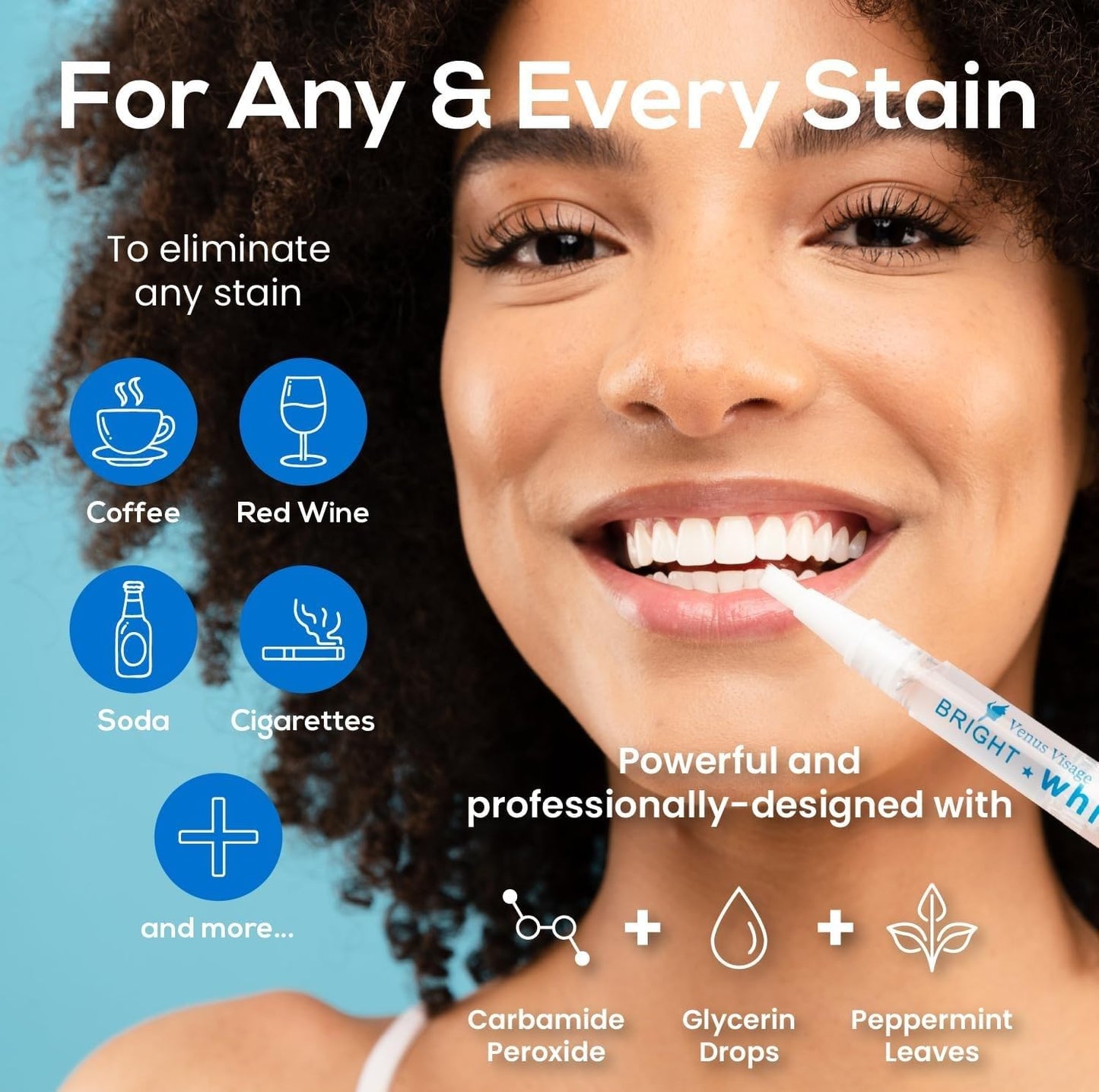 Venus Visage Award Winning Teeth Whitening Pen, 20+ Uses - Teeth whitening Kit Professionally formulated - Best Teeth whitening Gel Pen Teeth Whitener - Low Sensitivity (Mint) (0.07 Fl Oz (Pack of 2))