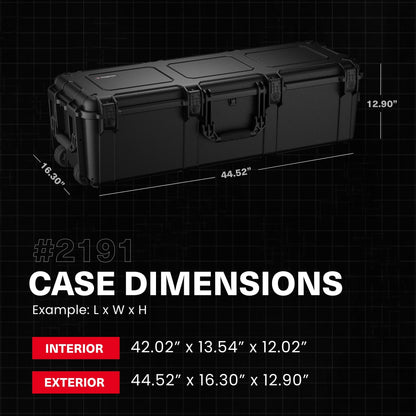 Condition 1 45" Empty Waterproof Hard Case w/Wheels – Lockable, TSA Approved Gear Storage Long Trunk, IP67-Rated Waterproof, Stackable, Rugged Travel Case – Black, Made in USA, 44.52"x16.30"x12.90"