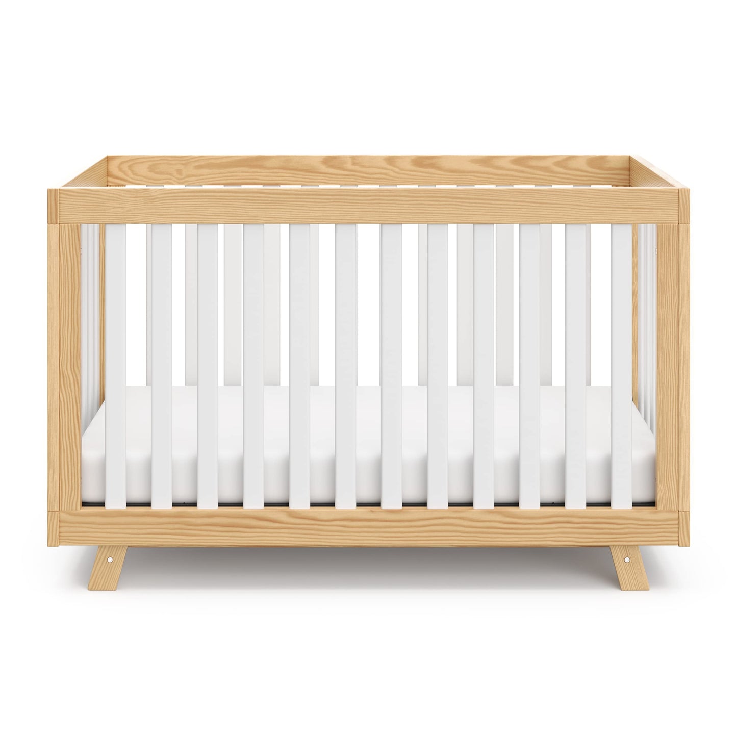 Storkcraft Beckett 3-in-1 Convertible Crib – GREENGUARD Gold Certified, Fits Standard Crib Mattress, Converts to Toddler Bed and Daybed, 4 Mattress Heights, Grow-with-Me Design (Natural and White)