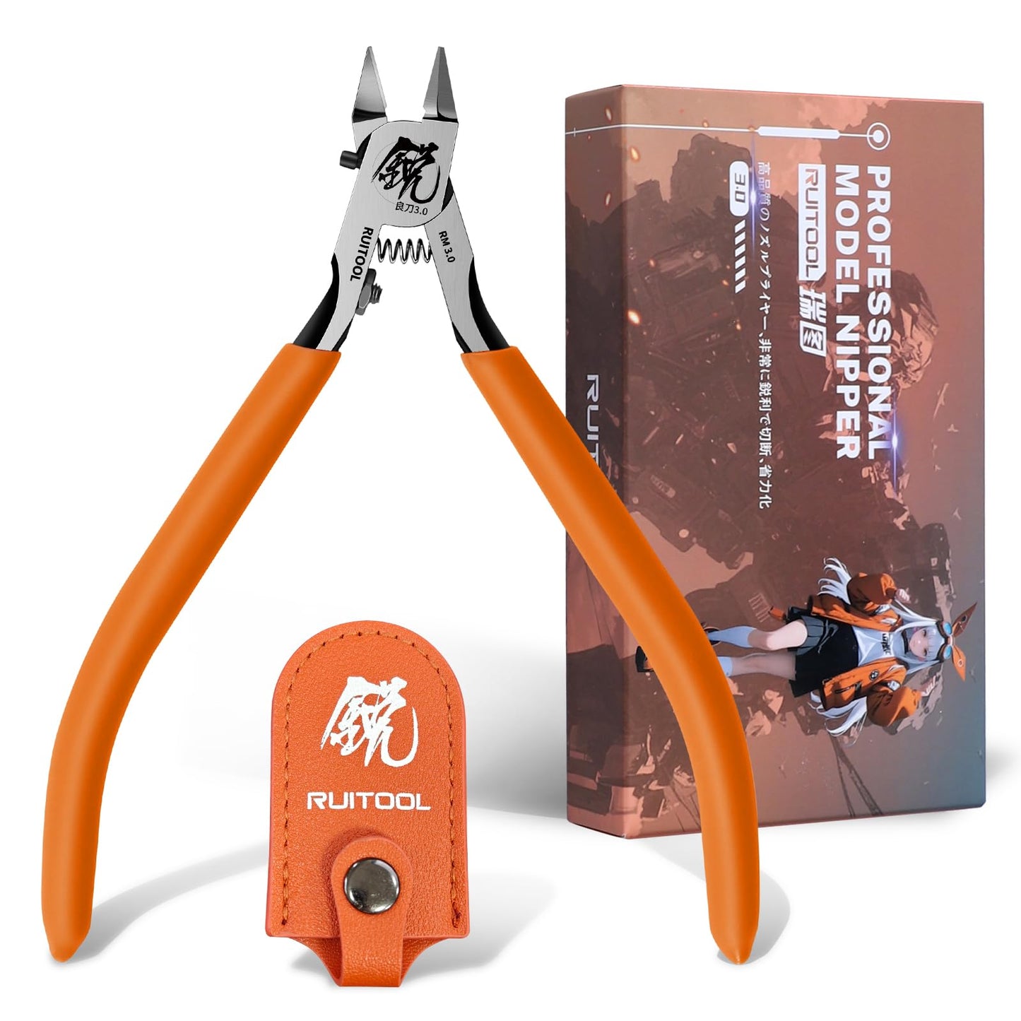 RUITOOL Model Nippers, Gundam Model Tools for Advancers to Repair and Fix Plastic Models, Ultra-thin Single Blade Gunpla Nipper, Non-slip Grip 4.7 Inch Sprue Cutter for Plastic Model Building