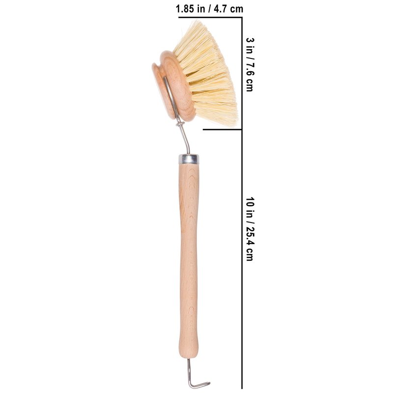 REDECKER Tampico Fiber Bristle 2-Inch All-Purpose Kitchen Dish Scrub Brush with Beechwood Handle - Bamboo Dish Brush Alternative for Pots, Pans, and Kitchen Utensils - Wood Dish Brush