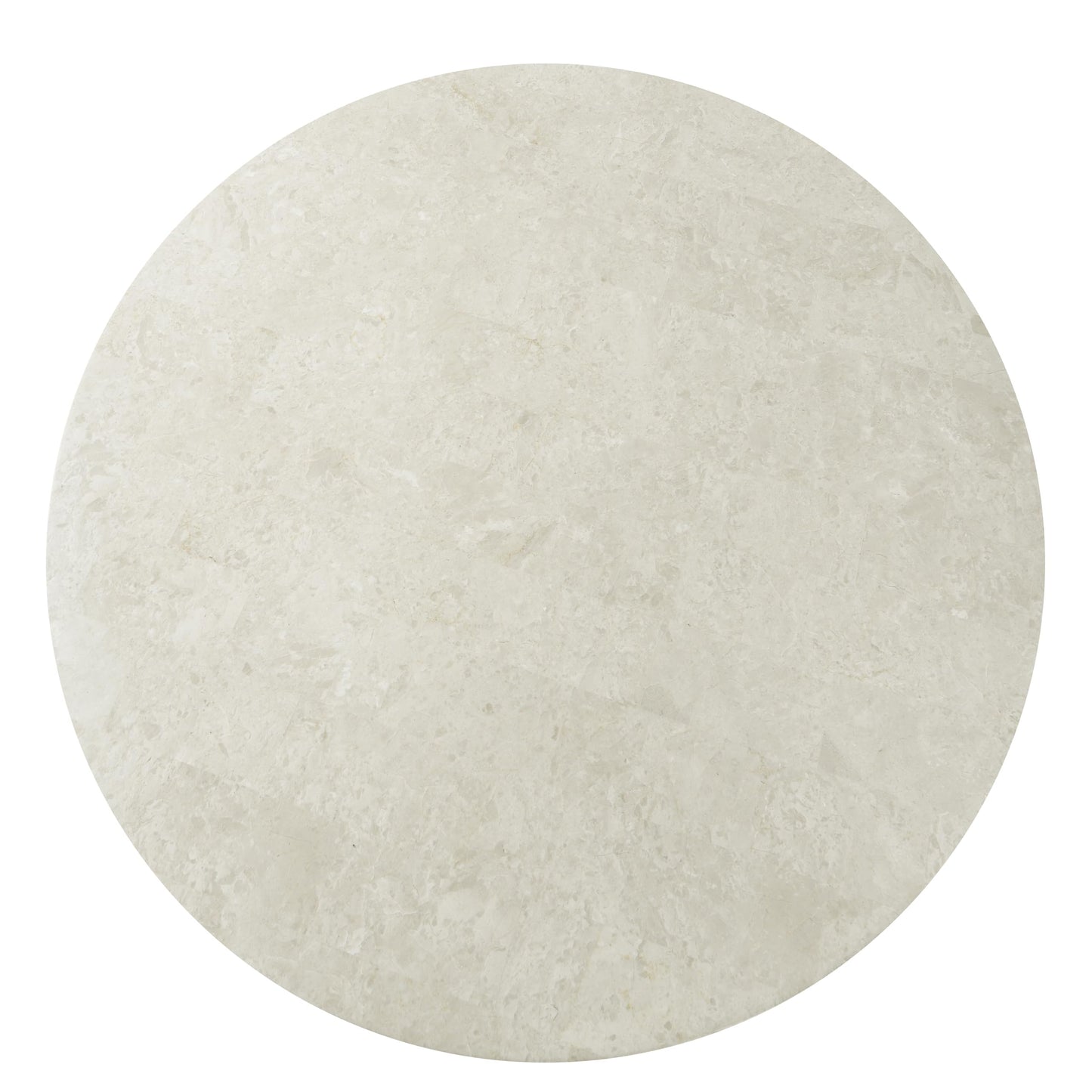 Acme Qwin Marble and Wood Round Coffee Table with Curved Base in Natural Oak