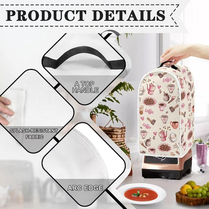 Coffee Pattern Dust Cover for Kitchen Appliances, Compatible with Stand Mixer, Coffee Maker, Juicer, Food Processor