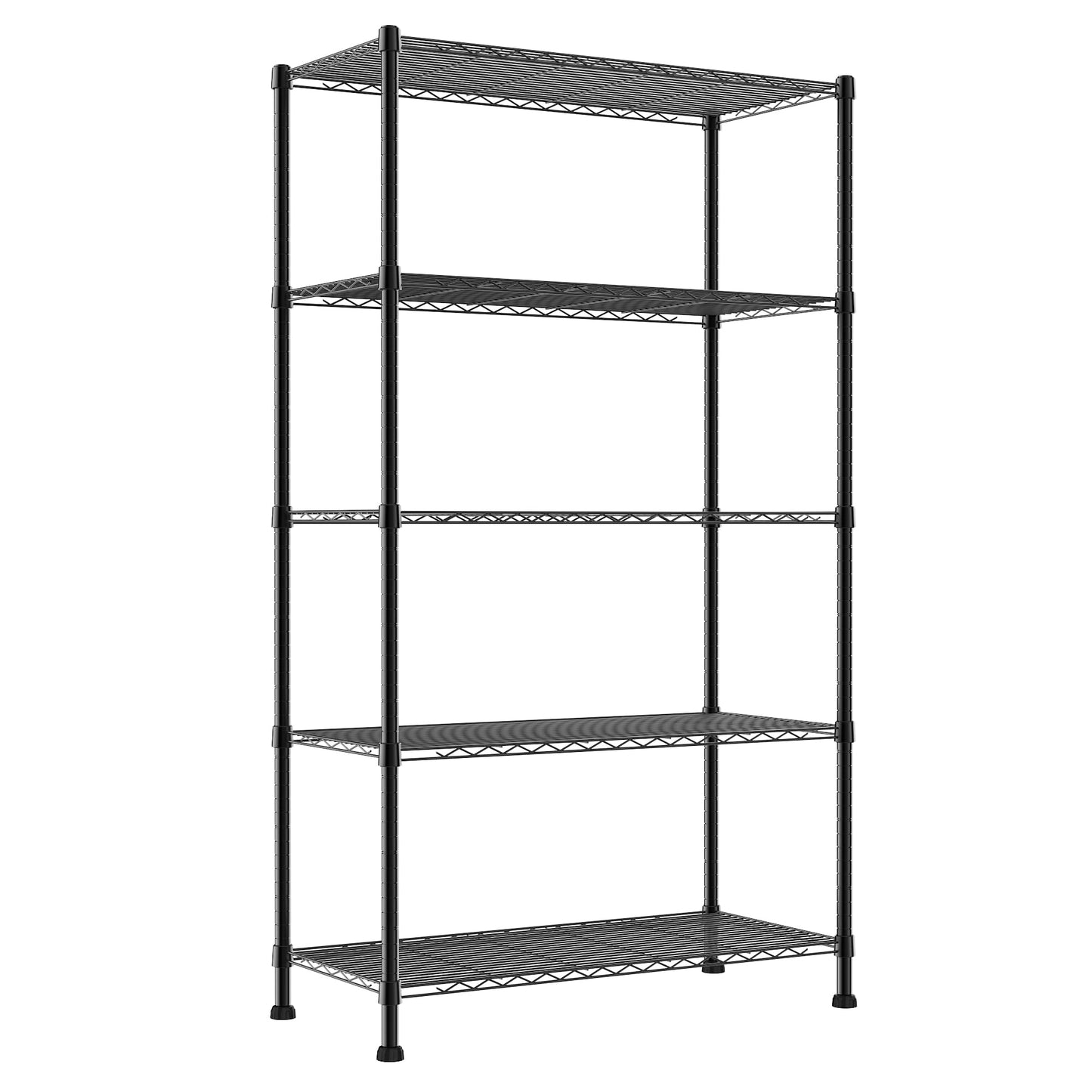REGILLER 5-Wire Shelving Metal Storage Rack Adjustable Shelves,Standing Storage Shelf Units for Laundry Bathroom Kitchen Pantry Closet(Black,11.8" D x 16.6" W x 53.5" H)