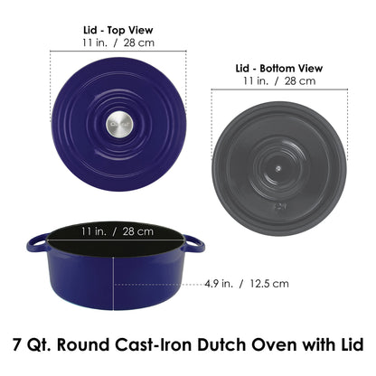 Chantal Cast Iron Dutch Oven Set, 3 and 7 qt, US Formulated Premium Enamel, Cobalt Blue