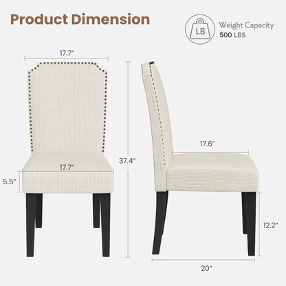 Garvee Dining Chairs Set of 4, Solid Wood Legs, Up to 500 LBS Capacity, Stable and No Wobbling, Upholstered Wide Seat with 60 ILD Sponge, Farmhouse Kitchen Chairs for Dining Room, Family Gatherings