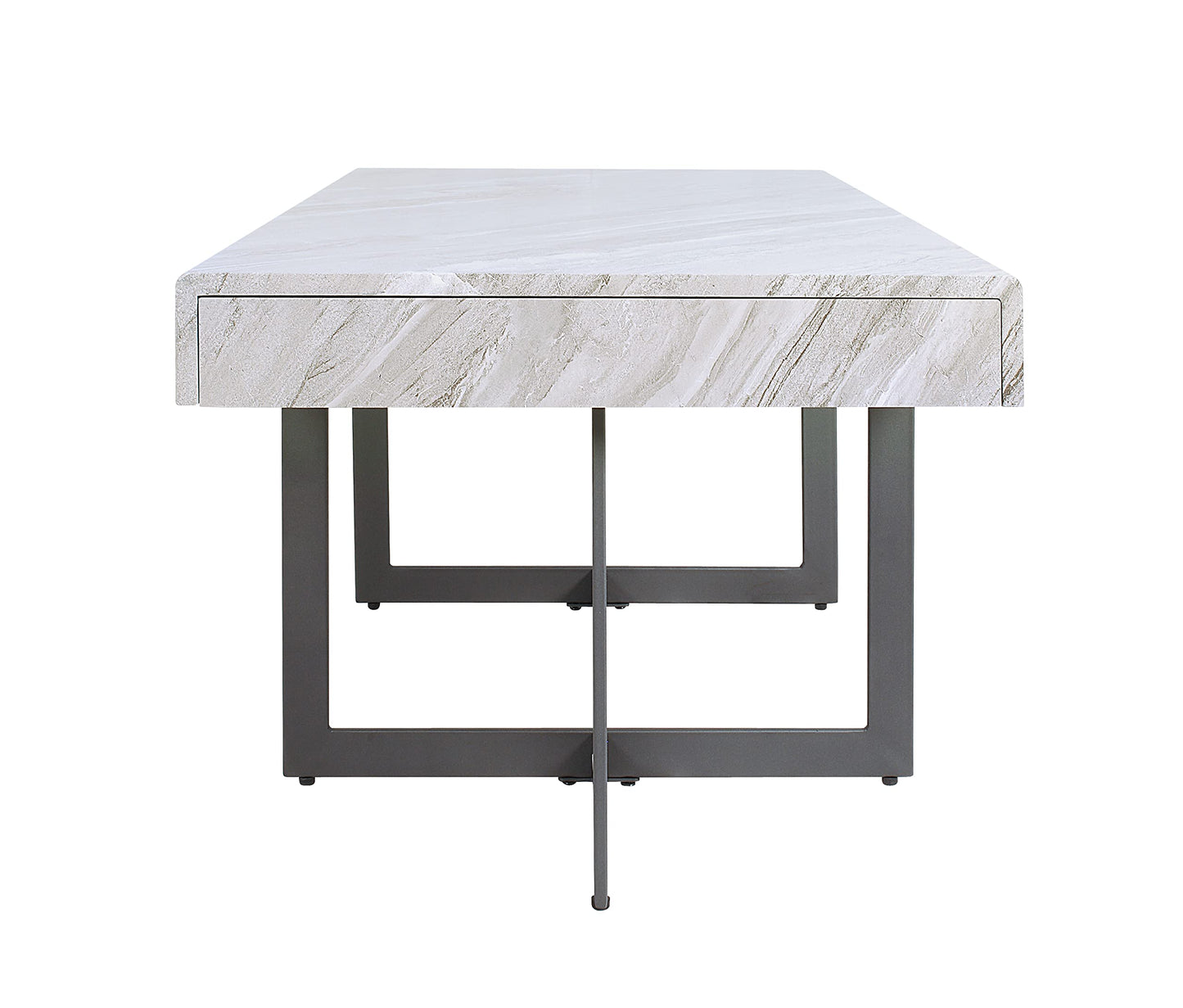Furniture of America Willy Modern Storage Faux Marble Top 2-Piece Coffee and End Table Set for Living Room, Gray