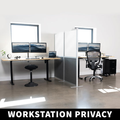 VIVO Modular Wall System, 2 PET and Whiteboard Panels, Professional Office Cubicle Dividers, Freestanding Privacy-Screen, 66 inches High, White and Dark Gray, PP-MWS63WB