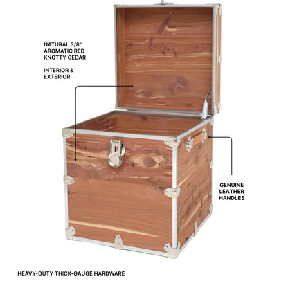 Rhino Trunk & Case Knotty Cedar Chest – End Table Storage Box, Coffee Table, End of Bed Trunk or Entryway Storage Bench – 20"x20"x24" USA-Made, Furniture Grade, Heirloom Aesthetic – Strong and Secure