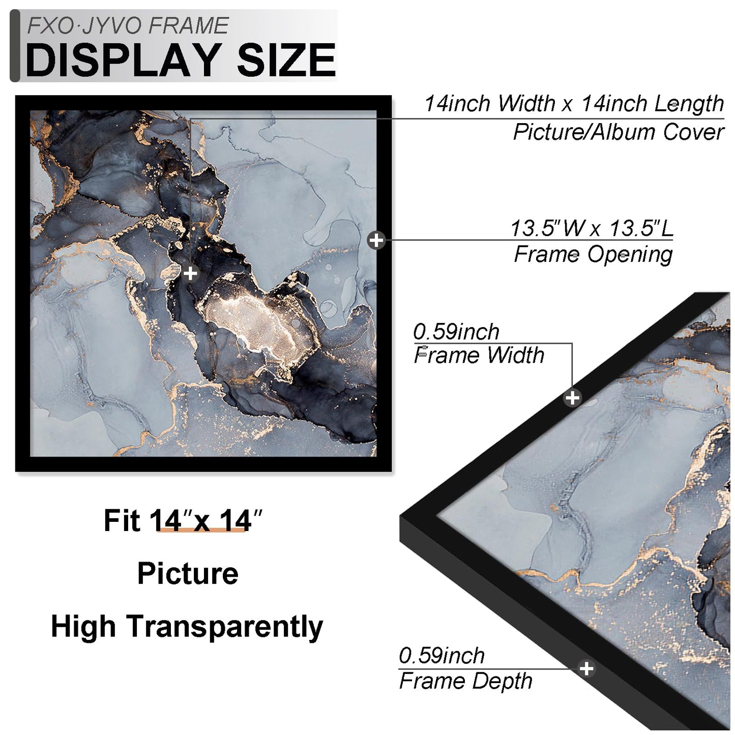 Fxojyvo 14x14 Frame Set of 6, Black Picture Frame for 14 x 14 Square Picture Poster Photo, Light Weight and High Transparent 14 by 14 Frame for Wall - 6 Pack/Black/14 x14