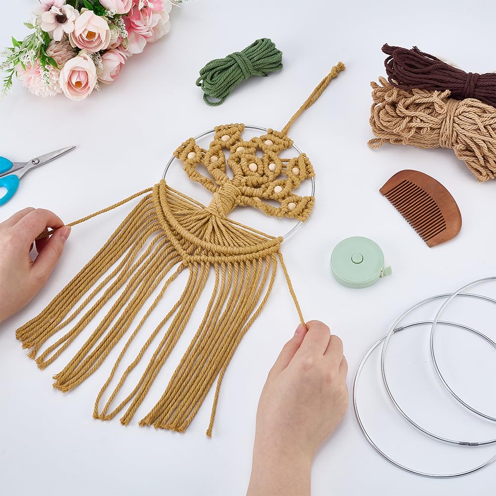 FREEBLOSS 4 Set Tree of Life Macrame Kit for Beginners DIY Macrame Wall Hanging Kit with Instructions Boho Tapestry Home Decor for Living Room Bedroom