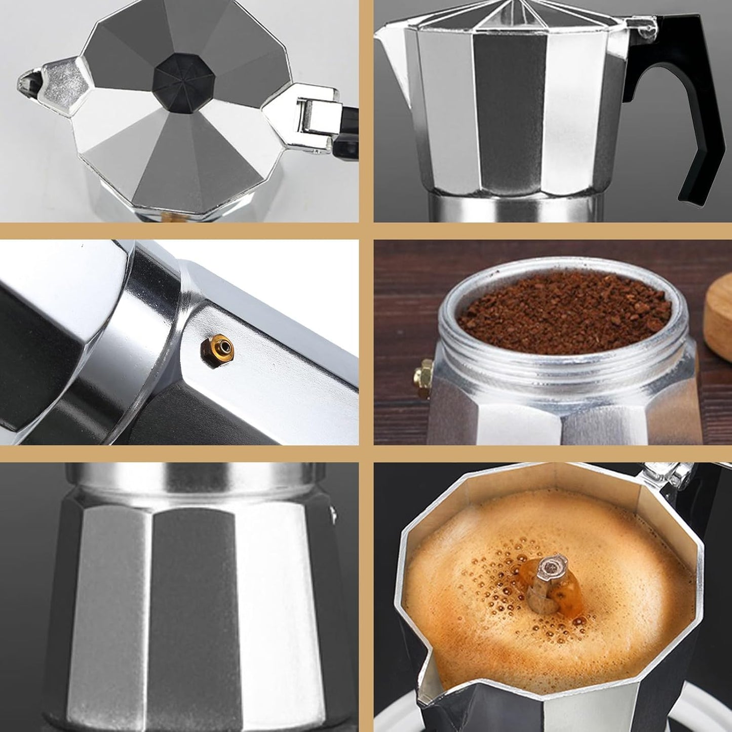 Classic Stovetop Espresso Maker, 9 Cup 450ML 15oz Aluminum Moka Express for Italian and Cuban Café Brewing