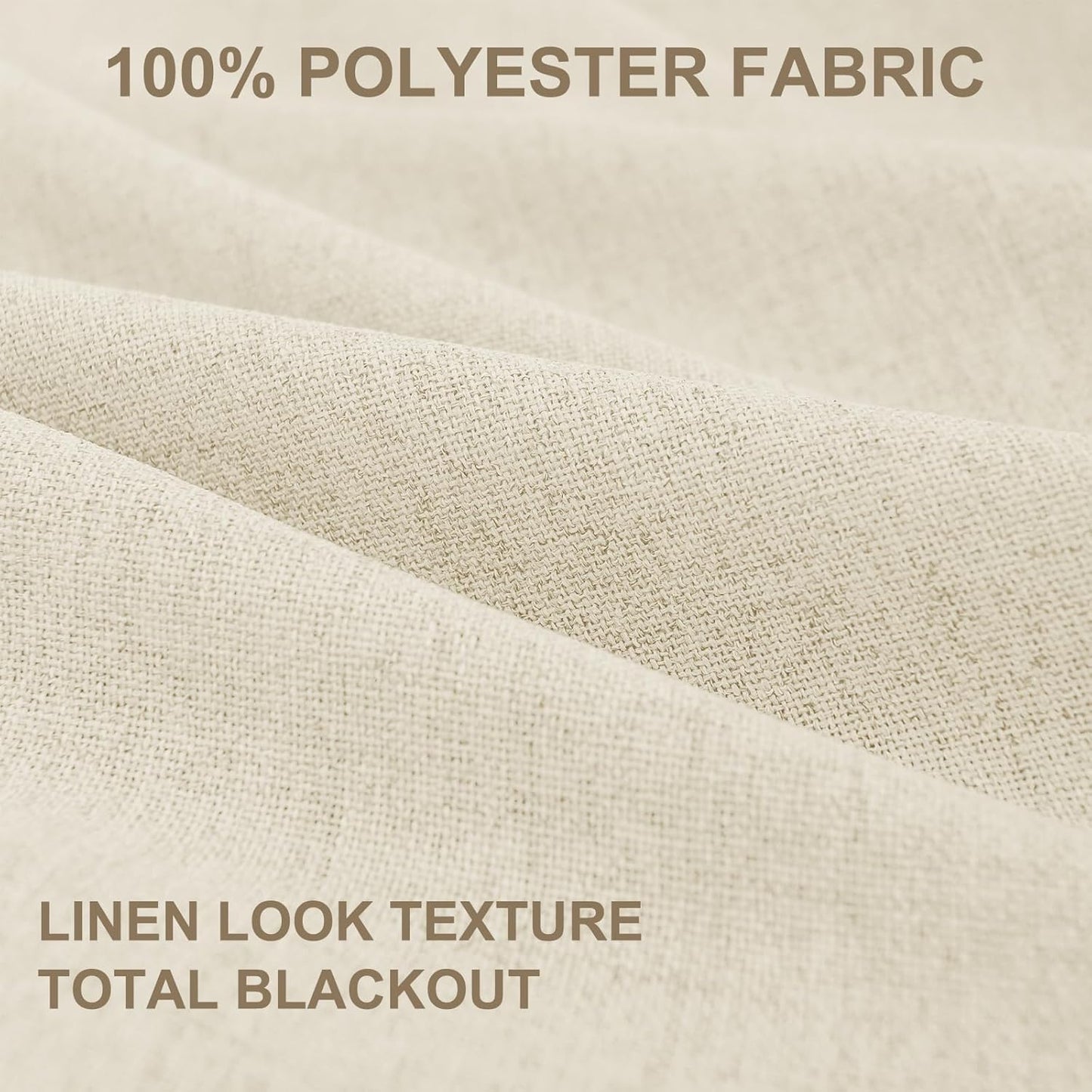 Skiennix 100% Blackout Linen Curtains - Thermal Insulated Drapes, 2 Panels Set, 50" W x 84" L, Light Cream