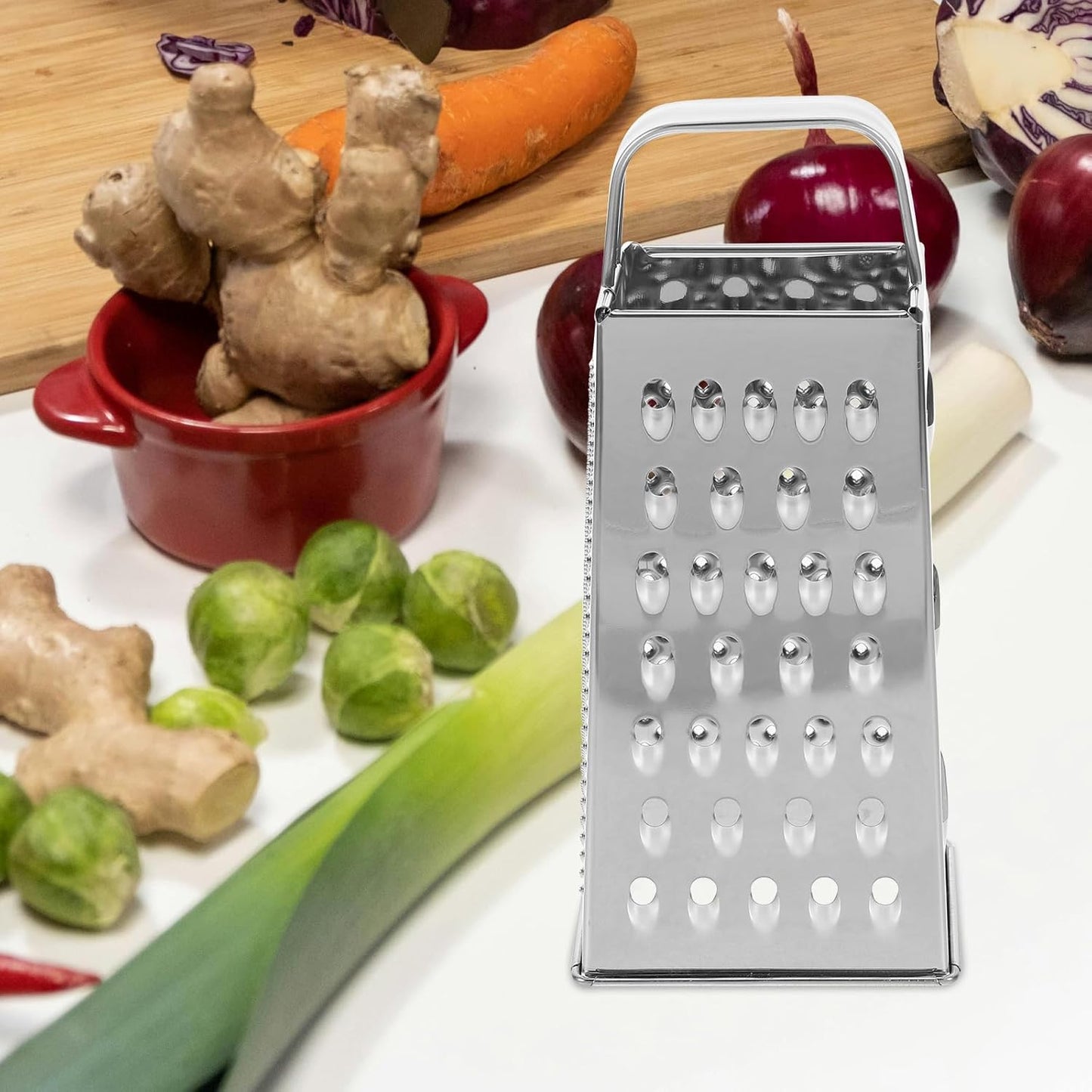SHERCHPRY Vegetable Slicer Box Grater, Stainless Steel Mandoline Slicer for Kitchen, 8inch Cheese Grater