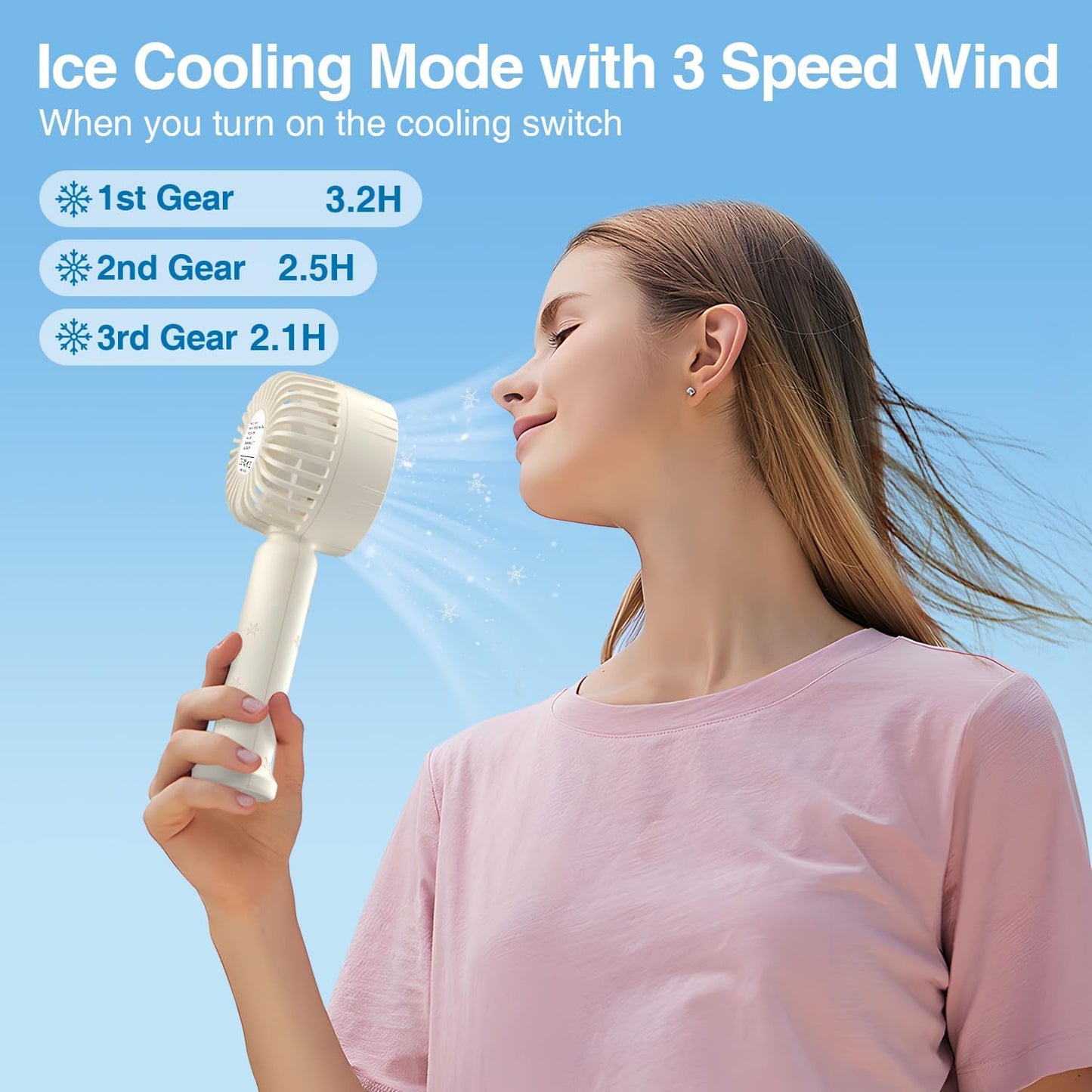 Handheld Cooling Fan, Portable Mini Fan with Cold Compress Function for Travel and Makeup