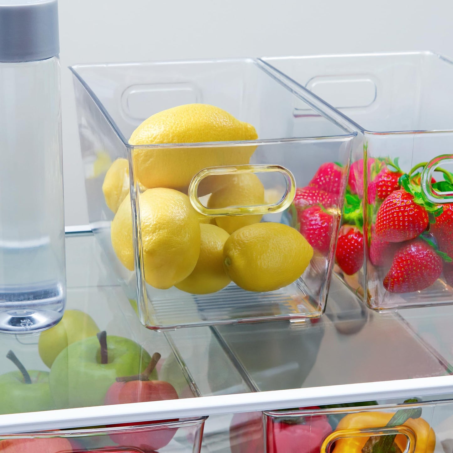 FairHome Set of 6 Clear Plastic Storage Bins With Handles, Containers To Organize Pantry, Fridge, Cabinet, Kitchen, Countertop, Closet, Cupboard, Home Organization and Storage