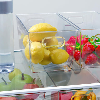 FairHome Set of 6 Clear Plastic Storage Bins With Handles, Containers To Organize Pantry, Fridge, Cabinet, Kitchen, Countertop, Closet, Cupboard, Home Organization and Storage
