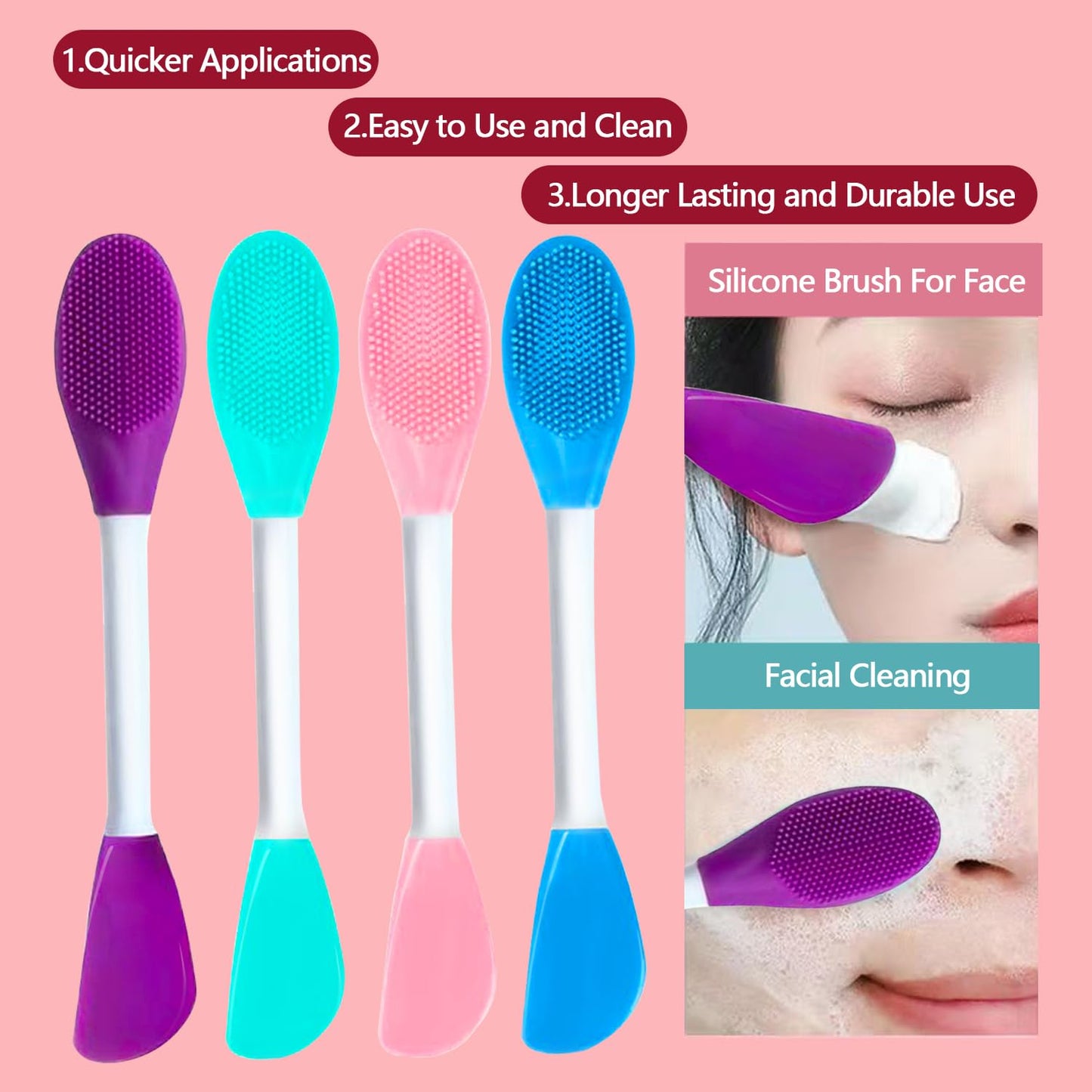 5PCS Silicone Scrubber Set, Lip & Face Cleansing Brush and 2PCS Exfoliating Face Brush for Men & Women