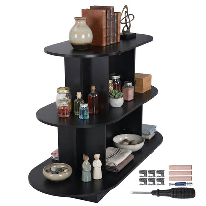 3 Tier Wooden Oval Display Table Modern Standing Display Riser Shelf Retail Table for Stores Vendor Events 55in W x 23.6in D x 35in H
