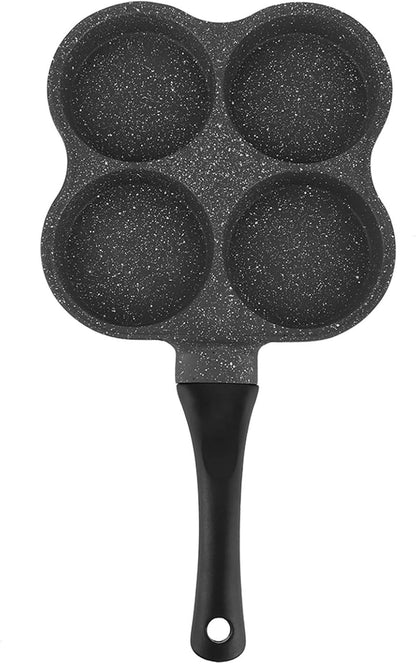 GLOGLOW Frying Pan, 14.4x7.7x1.0In Non-Stick Aluminum 4-Hole Pancake Omelet Maker, Practical Kitchen Utensil