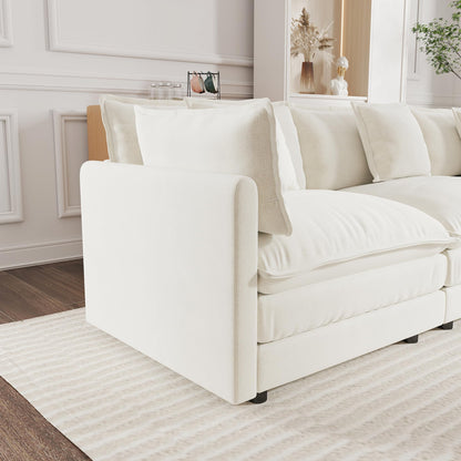 KEIKI 2-Piece Sofa Set with 2 Oversized Chenille Single Sofa, Upholstered Modern Style 2-Seater Lounge Accent Chair Set with 2 Pillow, High-Density Foam Cushions, for Apartment, Living Room, White