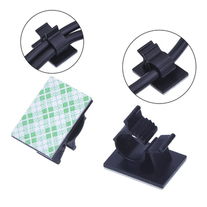 50 Pcs Wire Clips Adhesive Wire Clamps Black Cable Clips Nylon Wire Adjustable Cable Clips Adhesive Cable Management Clips Adjustable Clamp