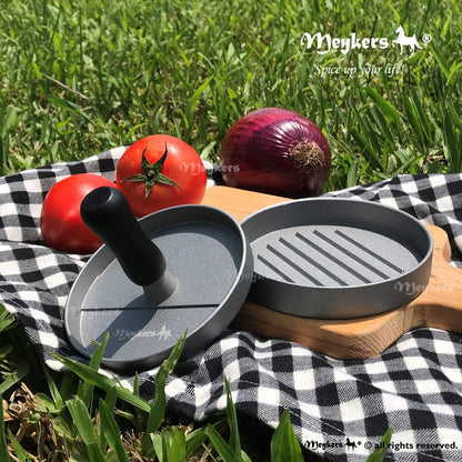 Meykers Burger Press 100 Patty Papers Set | Non-Stick Hamburger Press Patty Maker Mold with Free Wax Paper Sheets | Meat Beef Cheese Veggie Burger Maker for Grill Griddle BBQ Barbecue | BPA Free