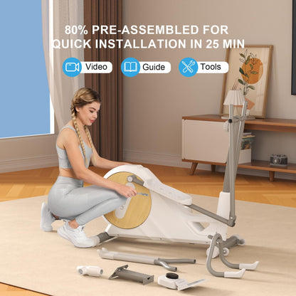 Elliptical Exercise Machine for Home,3-in-1Compact Training Machines with 16 Resistance Levels,14LB Flywheel,Low Impact Magnetic Cross Trainer,Quiet Portable Elliptical for Seniors&Small Spaces