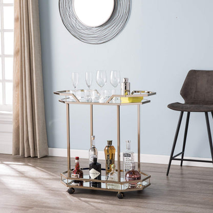 SEI Furniture Ari Art serving cart, Champagne with mirror (AMZ1102ZH)