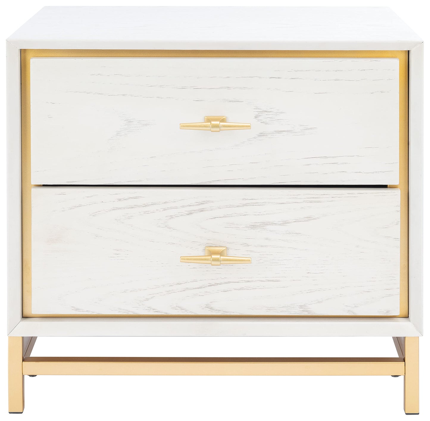 Safavieh NST6401C, 23" W x 16" L x 21.5" H, White Washed/Brass