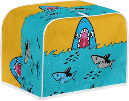 Sharks Toaster Cover for 2 Slice, Dust and Fingerprint Protection for Most 2 Slice Long Slot Toasters, Washable Kitchen