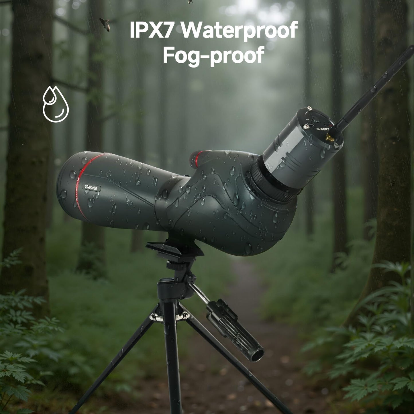 SVBONY SV406 20-60x80 Spotting Scope with Tripod,Equipped with SC001 WIFI Camera for Digiscoping, BAK4 Prism HD Spotter Scope,Waterproof & Fogproof Spotting Scopes for Wildlife Observing Bird Watching