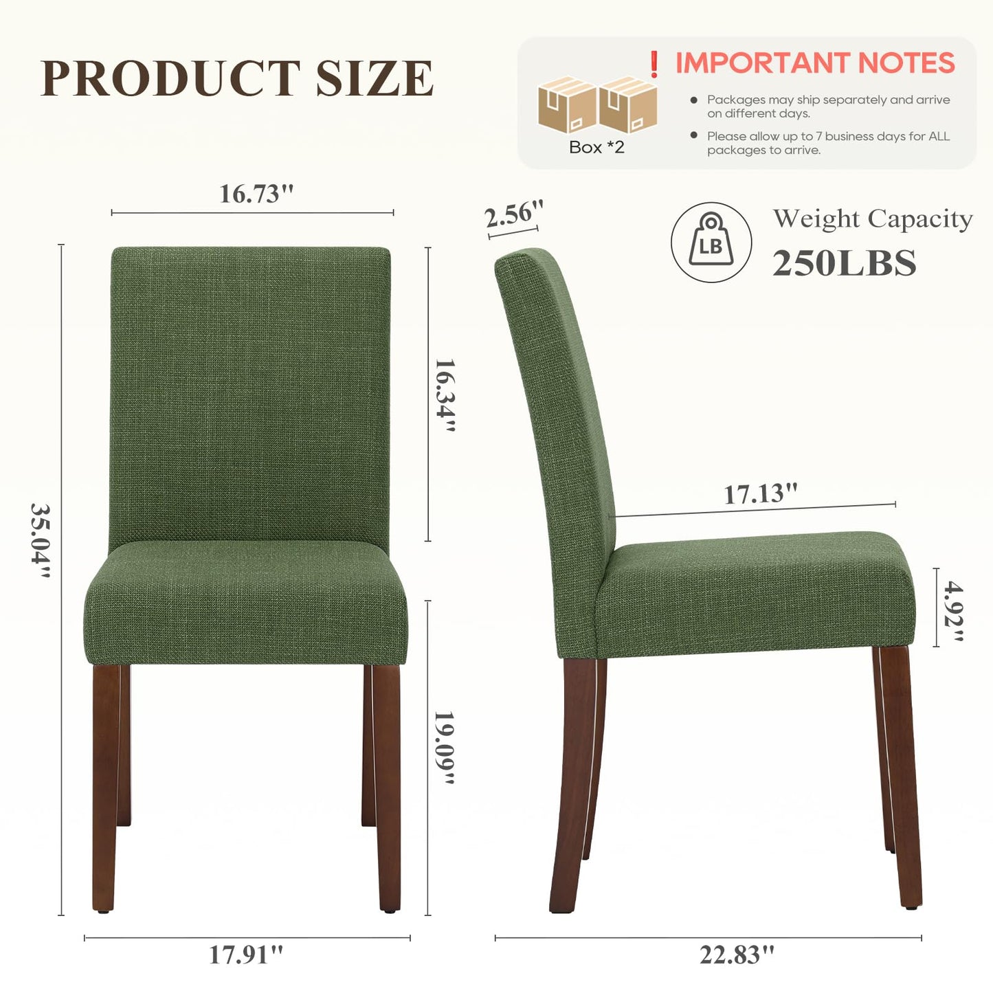 Upholstered Parsons Dining Chairs Set of 4, Modern Dining Room Chairs with Back, Fabric Kitchen Side Chairs with Wood Legs for Dinner Farmhouse Restaurant, Green
