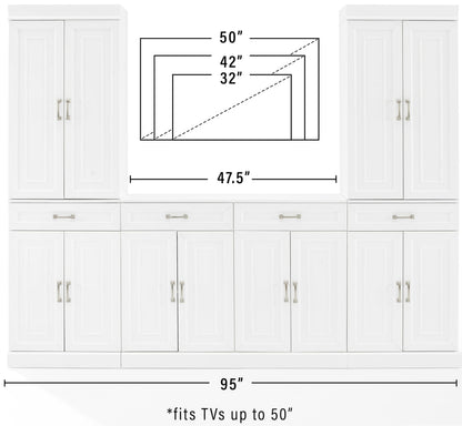 Crosley Furniture Stanton 3-Piece Traditional Sideboard Buffet Cabinet and Kitchen Storage Pantry Set, White