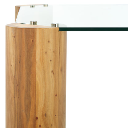 SAFAVIEH Couture Collection Robbie Natural Solid Wood/Tempered Glass Square Coffee Table
