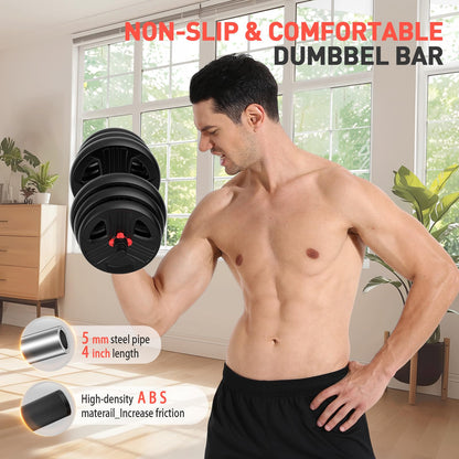 Adjustable Dumbbells, 20/30/40/55/60/70/80/90lbs Free Weights Dumbbells Convertible 2 or 3 in 1 Set Used as Barbell, Kettlebells, A Pair of Lightweight for Home Gym