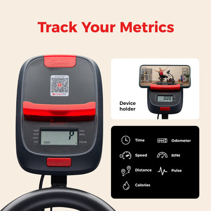 Sunny Health & Fitness ACTIVE 200 Smart Exercise Bike w/Pulse Sensor, Indoor Cardio Cycling Machine w/Adjustable Handlebar & Seat for Cardio Cycle Training, Free SunnyFit App Connection – SF-B124067
