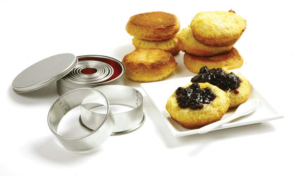 Norpro Round Biscuit/Cookie Cutters, 11 Pieces, 4 Inch Diameter, Silver
