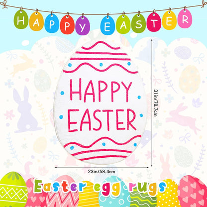 Easter Bathroom Rug, Easter Eggs Bunny Mat, Non-Slip Doormat for Indoor Outdoor Home Holiday Decoration