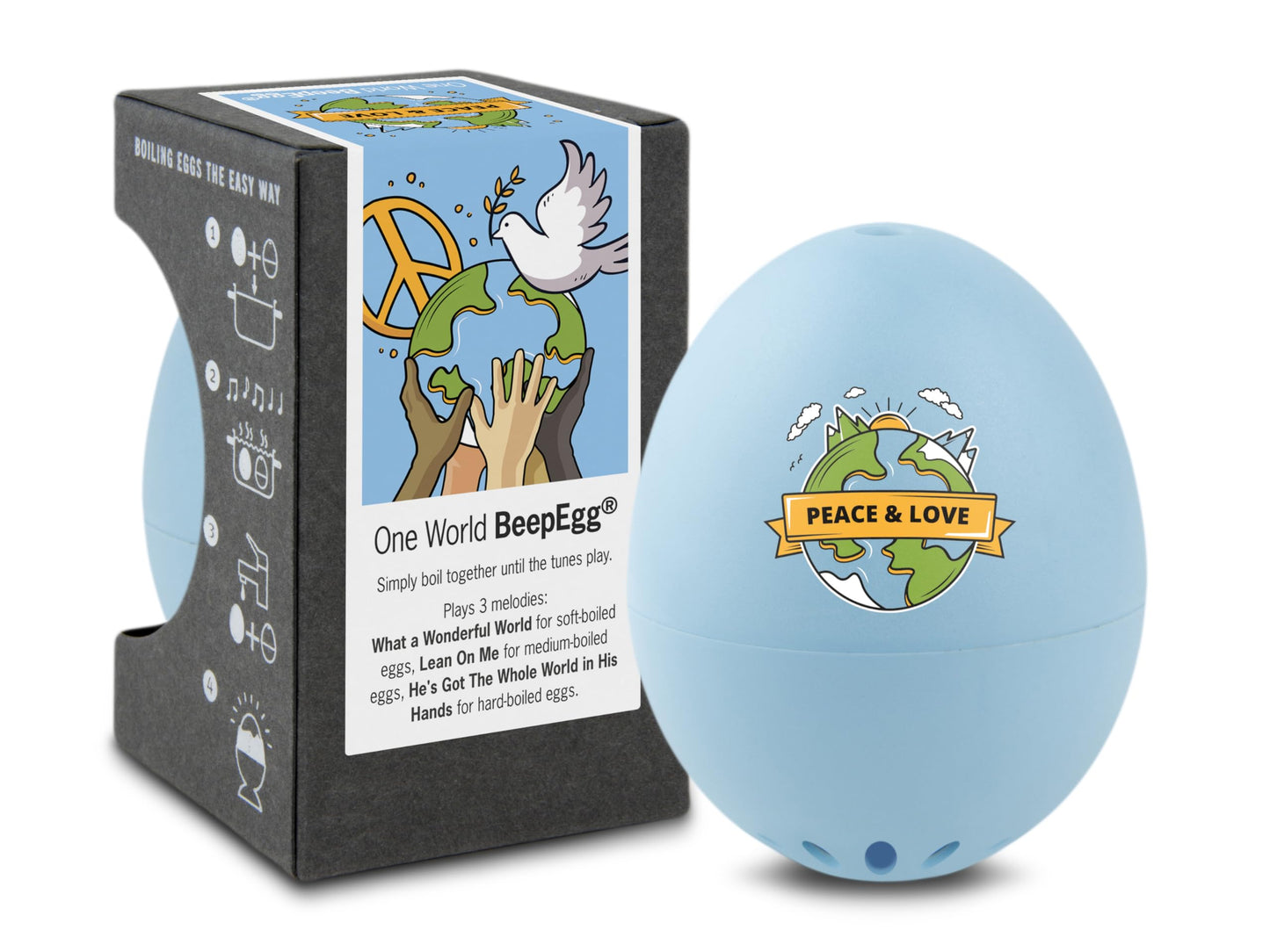 One World BeepEgg – Egg Timer for Boiling Eggs – Musical Egg Cooker for Soft, Medium, Hard Boiled Eggs – Food Safe – Singing Floating Egg Timer – Egg Cooker for 3 Levels of Doneness - Brainstream