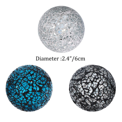 Kunjocy 6 Pieces Decorative Glass Balls 2.4" Small Mosaic Sphere Decorative Orbs Centerpiece Balls for Bowls, Vases, Dining Table Decor, Diameter 2.4 Inches (B, 6)