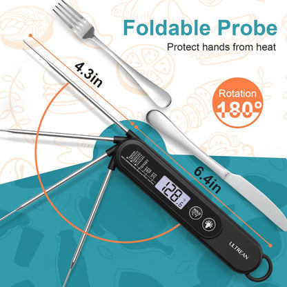 Ultrean Instant Read Meat Thermometer for Grill and Cooking, 3 Seconds Fast Digital Food Thermometer with Backlight
