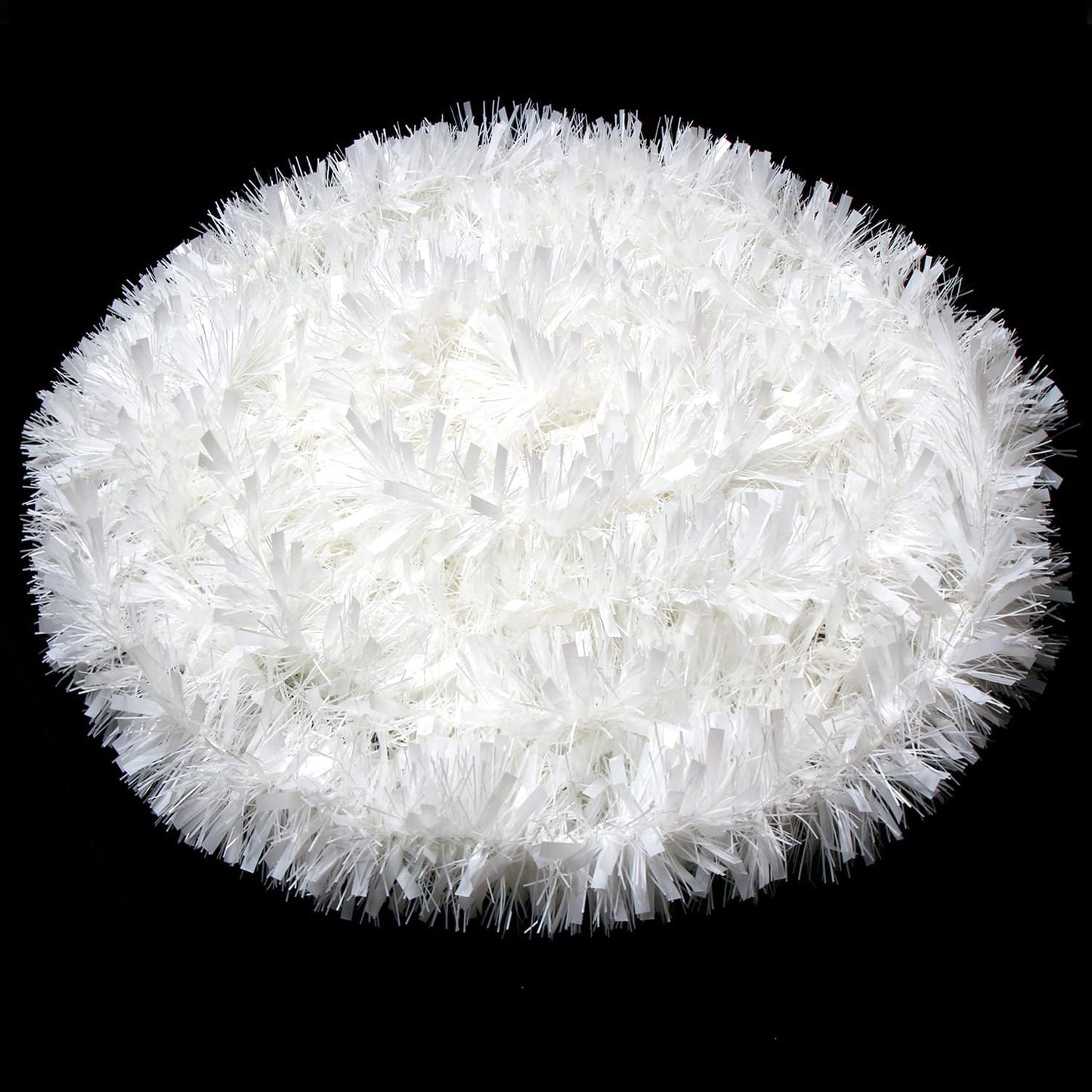 FOIMAS 33FT Christmas Tinsel Garland, White Twisted Metallic Hanging Garland for Christmas Tree, Fireplace Home
