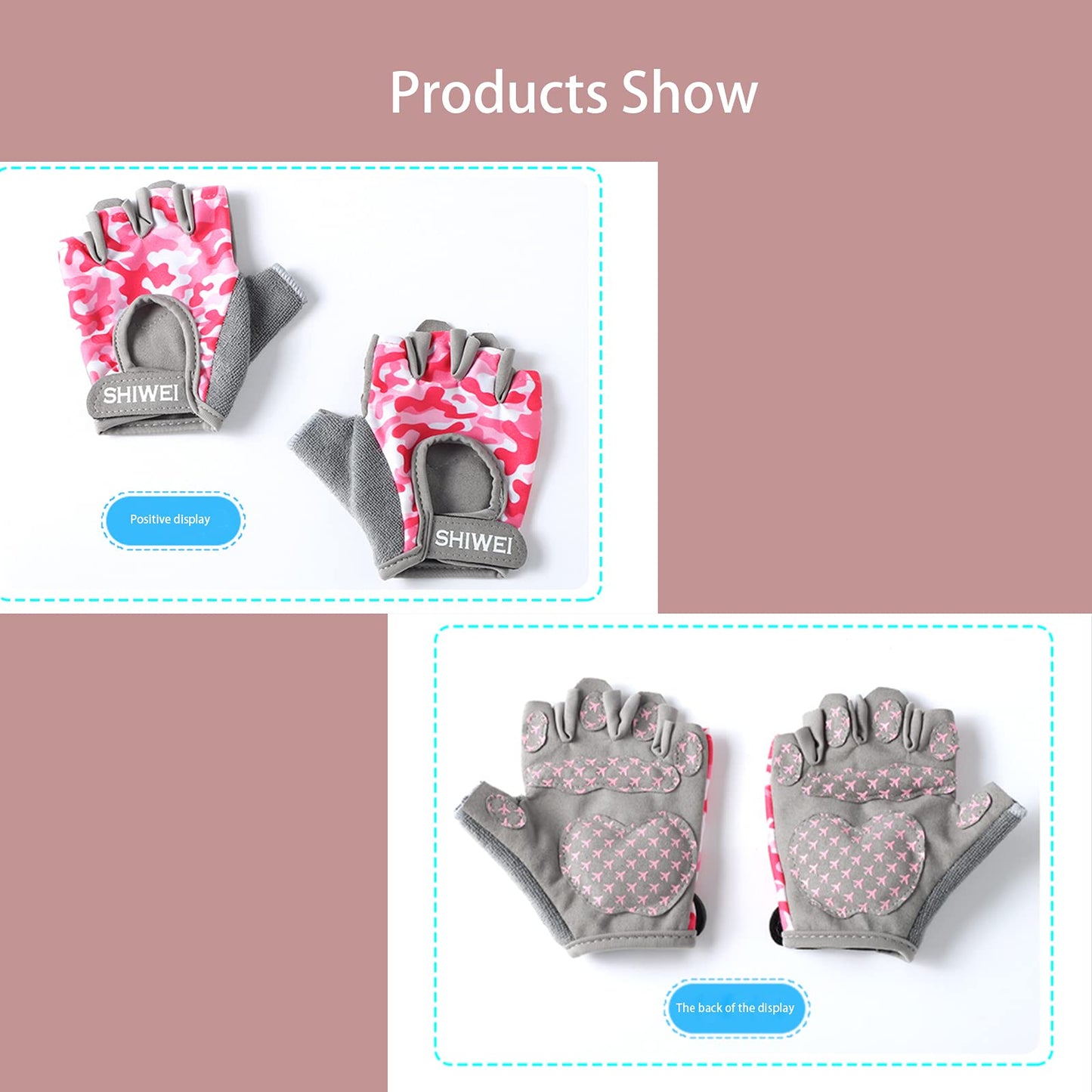 Biking Gloves Kids Boys Girls Cycling Exercise Half Finger Fingerless Gloves Child Motor Bike Riding Anti-Slip Weight Lifting Bikes Workout Climbing Bicycle Glove Gym Skate Glove