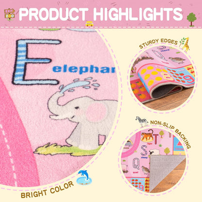 4x5, Ultra-Soft Kids Rug Washable Non-Slip Toddler Play Mat, Educational Learning Carpet for Nursery Bedroom Classroom