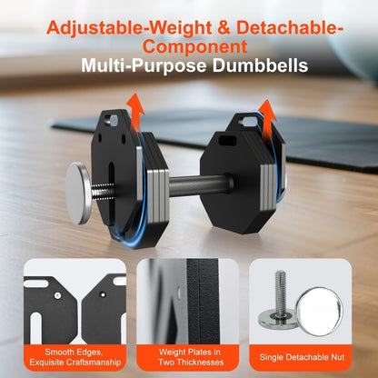 Adjustable Dumbbell Sets 110LB Pairs Durable Steel Build, Free Weights Dumbbells Set with Anti-slip Handle, 5 LBS Increment, For Full Body Home Gym Workout 110LBSx2